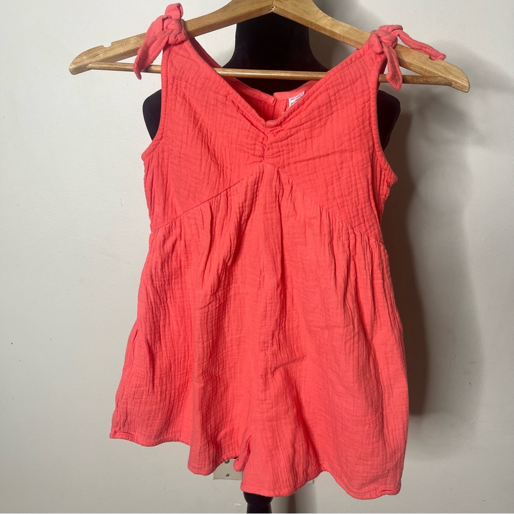 Carters Girls Coral Tie Shoulder‎ Romper Sz 8